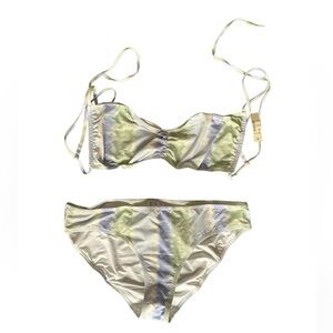NWT Madewell Second Wave Adjustable String Bikini set in Tie-Dye Print